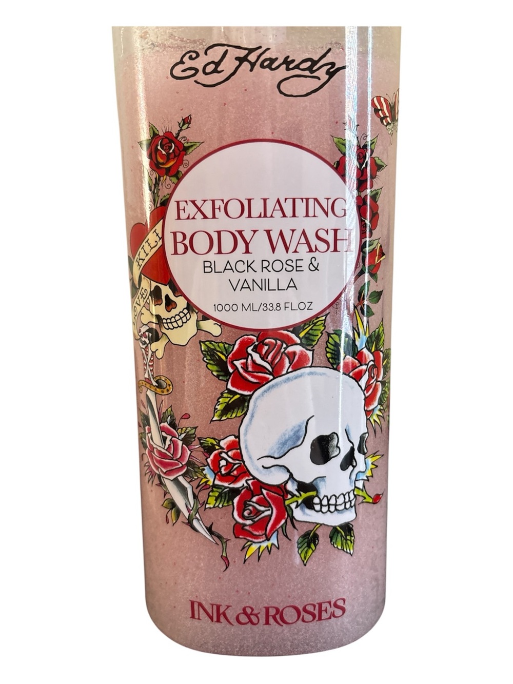 Ed Hardy Ink & Roses Exfoliating Body Wash Black Rose & Vanilla Scent New Bottle - Picture 2 of 3
